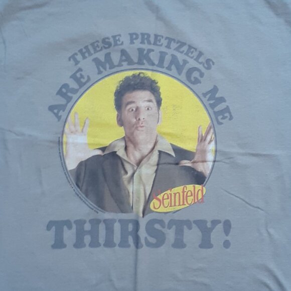 These Pretzels Are Making Me Thirsty! - Kramer - New Large Slate Gray T-Shirt - Picture 2 of 4